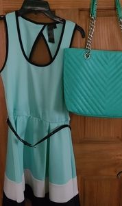 Light blue dress with matching bag